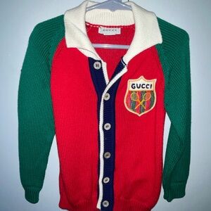 Gucci Vibrant Red and Green Cardigan
